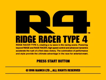 R4 - Ridge Racer Type 4 (US) screen shot title